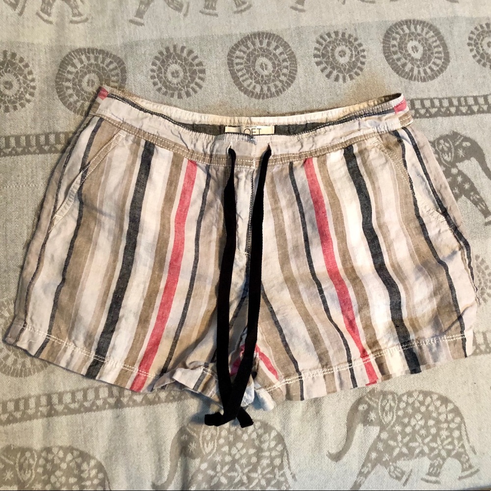 ‼️BOGO‼️Loft linen striped shorts size 4